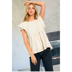 THML Cream Smocked Top, Size XS